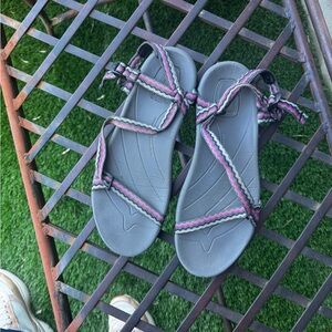 Teva Women's Gray Sport Sandals with Pink Accent Straps